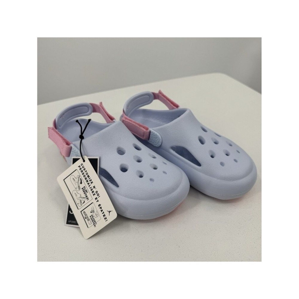 Jordan Girls Hydrip Sandals 10C Blue Pink Slip-on Clogs HF5983-403